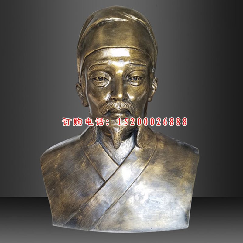 玻璃钢仿铜白居易胸像雕塑校园古代名人雕像