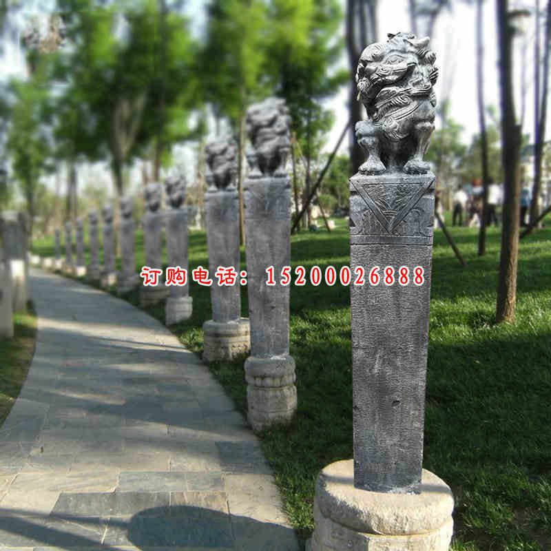 青石拴马柱，拴马桩石雕