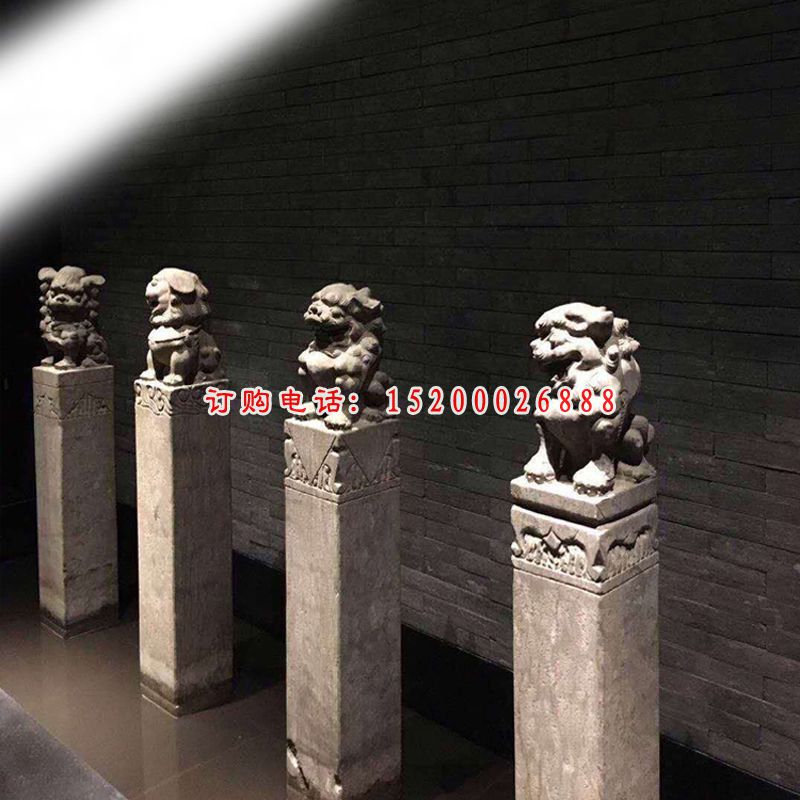 狮子拴马柱公园仿古拴马柱石雕 (4)