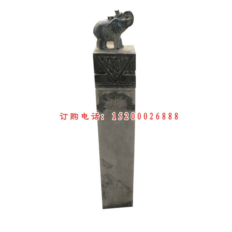 青石小象立柱  石雕庭院景观雕塑