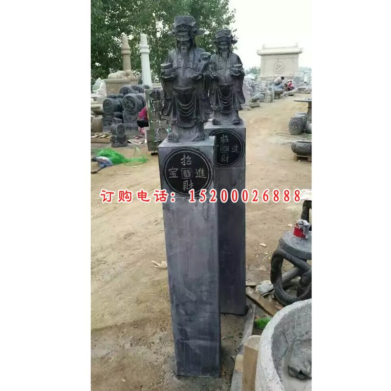 拴马柱石雕，青石柱子石雕，招财拴马柱雕塑 (2)