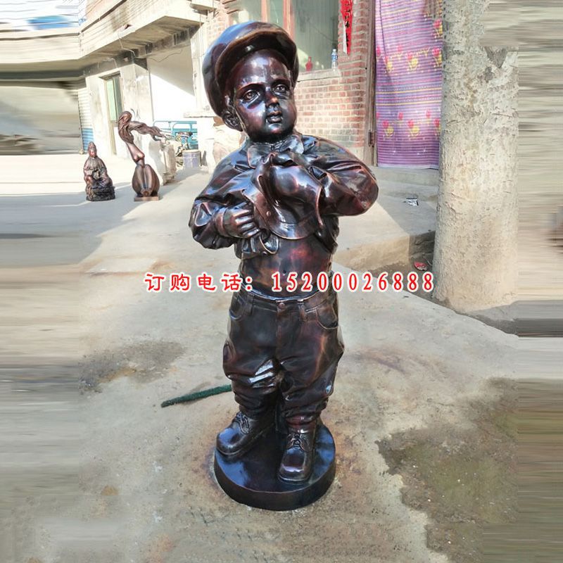 玻璃钢仿铜小男孩雕塑西方人物摆件 (3)