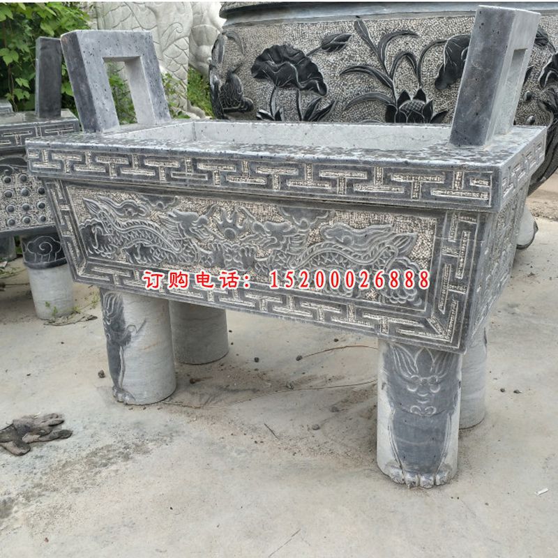大理石四足鼎香炉  石雕寺庙雕塑 (8)