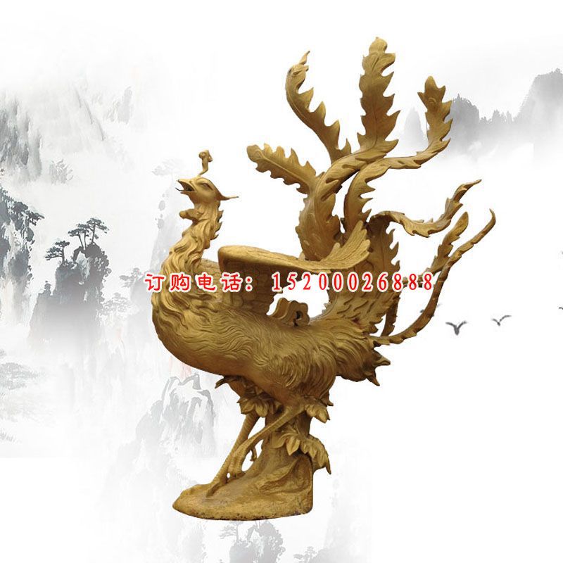 玻璃钢金凤凰雕塑，玻璃钢神兽雕塑 (2)