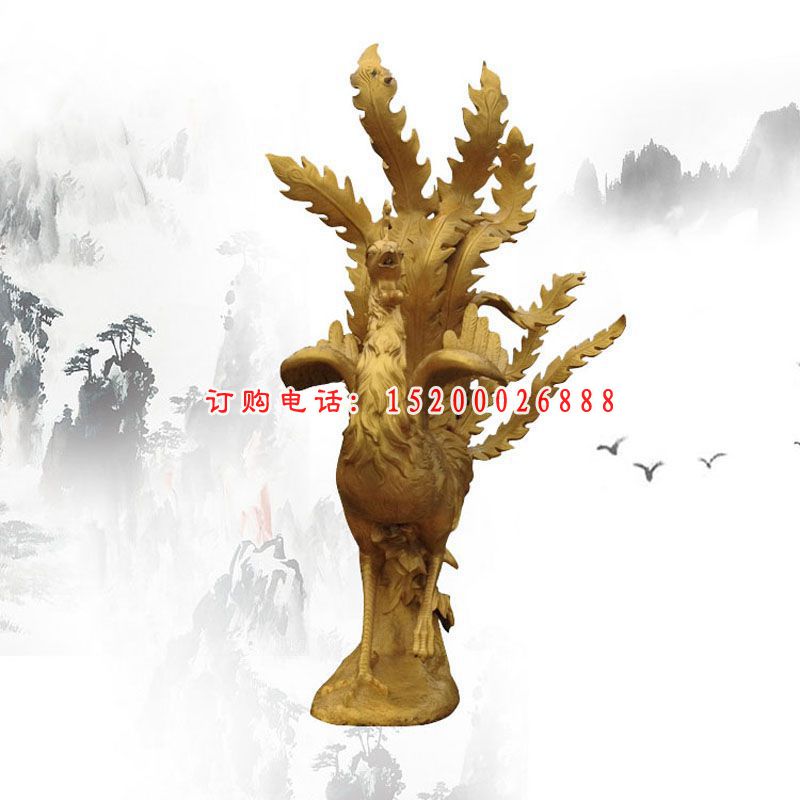 玻璃钢金凤凰雕塑，玻璃钢神兽雕塑 (3)