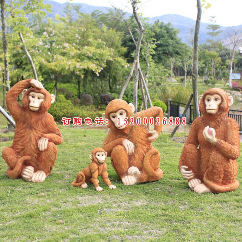 户外玻璃钢仿真猴子雕塑公园动物摆件