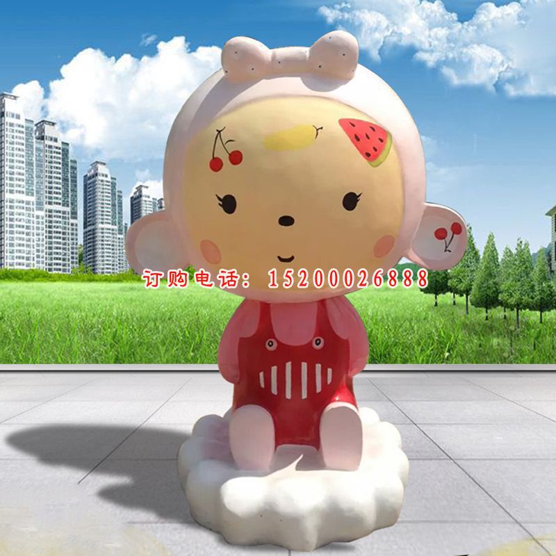 彩绘卡通小猴子雕塑 玻璃钢卡通动物装饰摆件