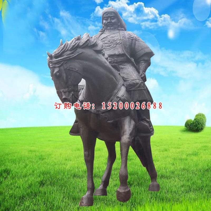 成吉思汗骑马雕塑，玻璃钢仿铜人物雕塑 (2)