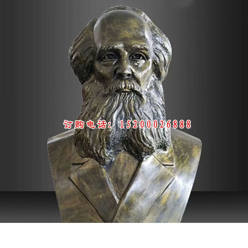 玻璃钢校园西方名人雕塑仿铜达尔文胸像雕塑 (2)