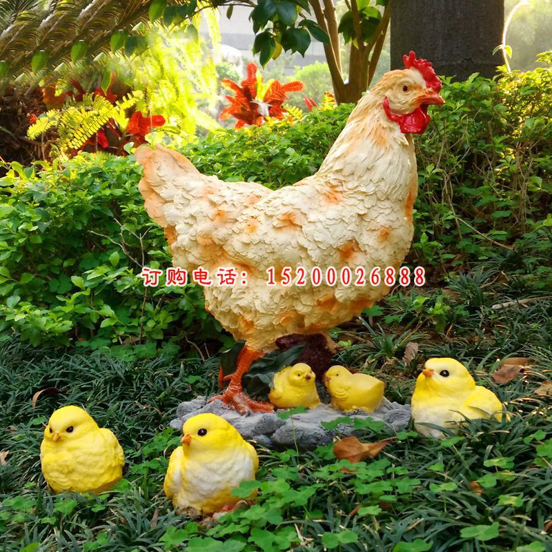 玻璃钢草丛小黄鸡   公园动物摆件