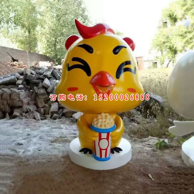 公园卡通鸡雕塑 玻璃钢卡通动物摆件 (2)