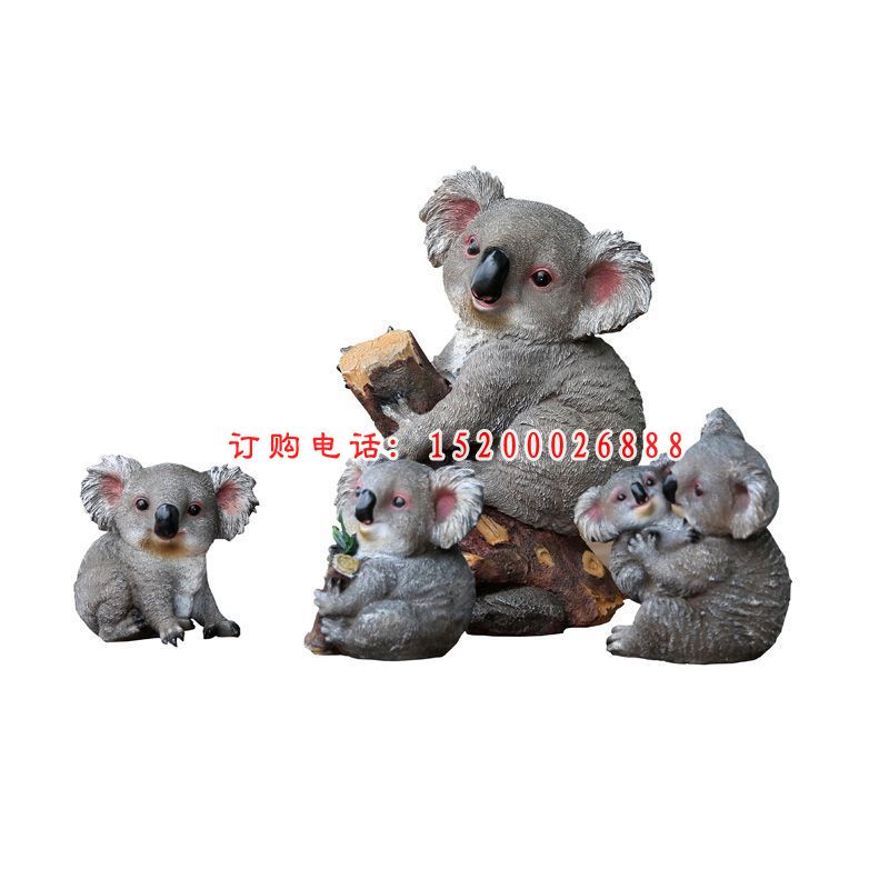 玻璃钢树桩考拉  公园动物雕塑