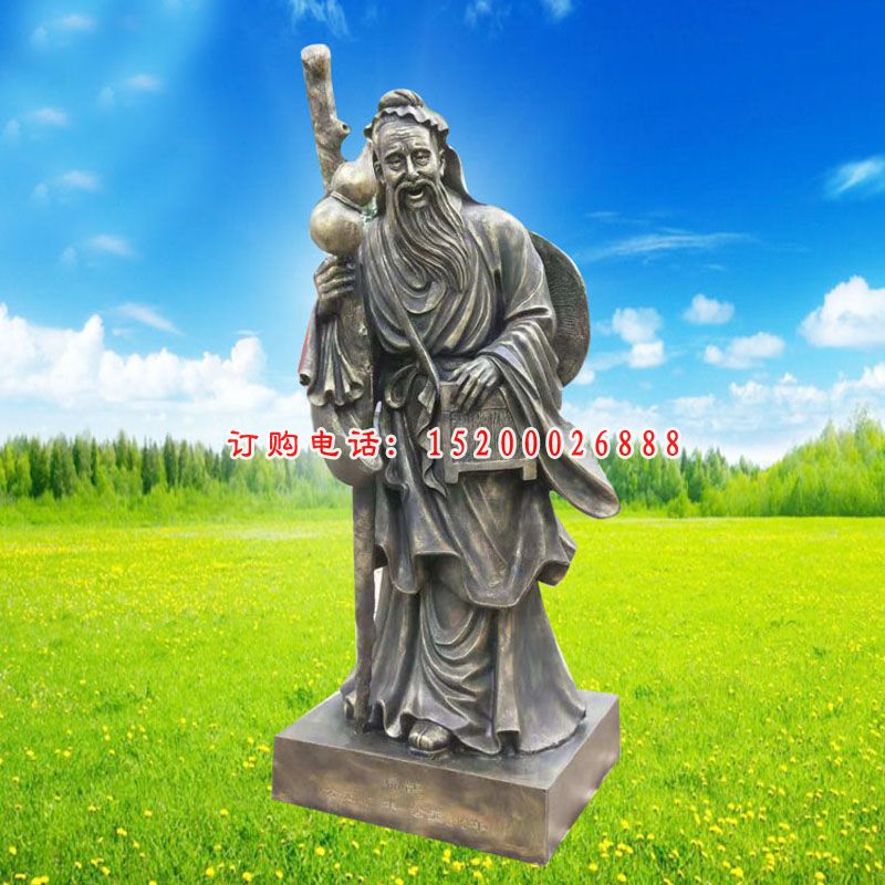 扁鹊雕塑，玻璃钢仿铜古代医学名人