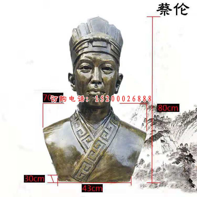 玻璃钢仿铜蔡伦，古代名人雕塑