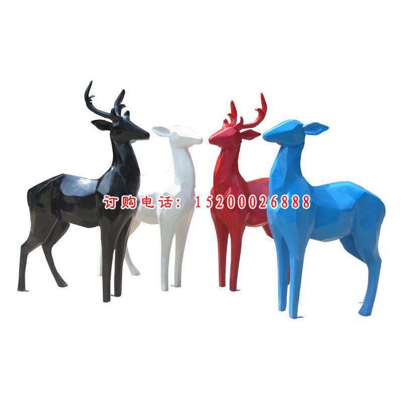 玻璃钢几何小鹿  公园动物雕塑