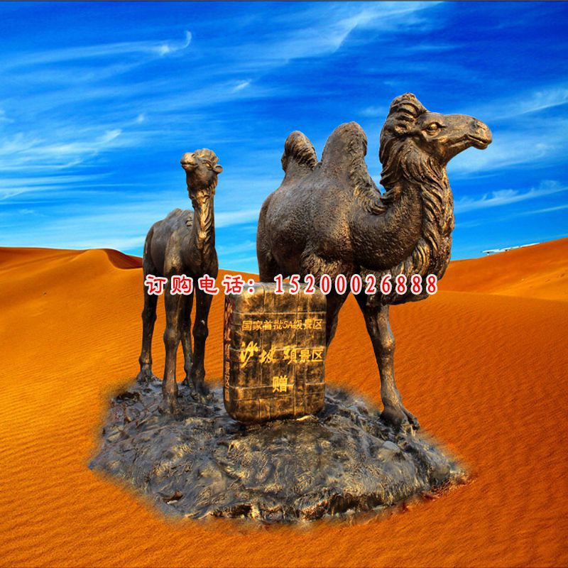景区玻璃钢仿铜动物 公园骆驼雕塑 (2)