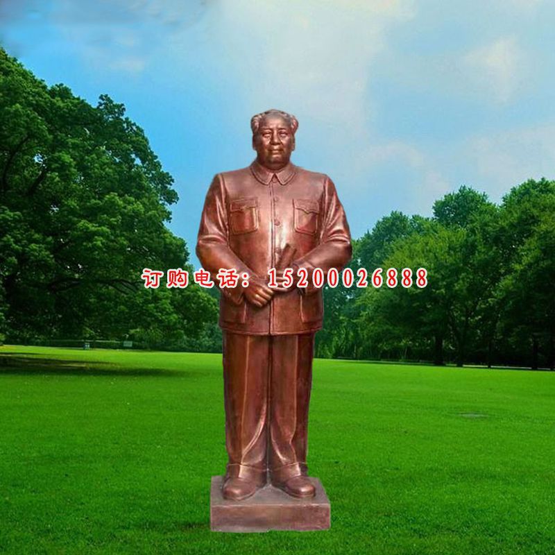 玻璃钢仿铜立式毛泽东雕塑 玻璃钢拿书卷的毛主席雕塑