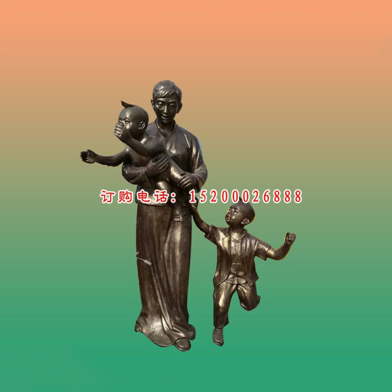 古代母子雕塑玻璃钢仿铜公园人物雕塑 (3)