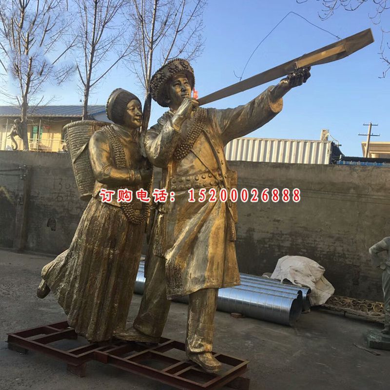 玻璃钢仿铜少数民族人物雕塑公园人物雕塑摆件 (2)