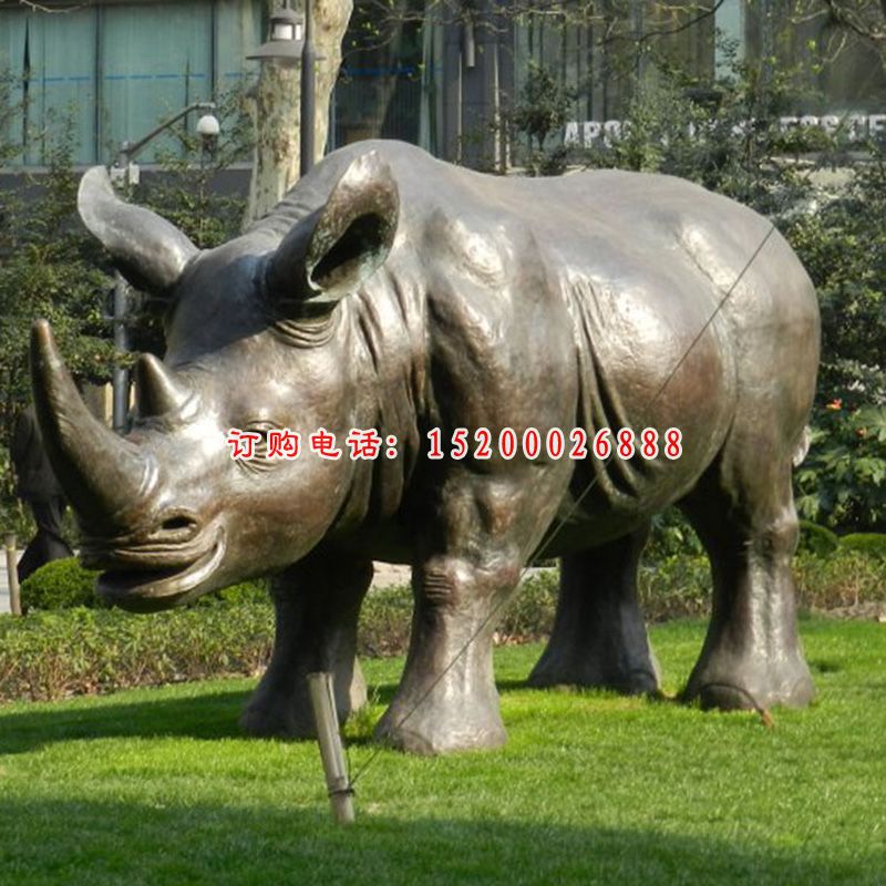 犀牛雕塑，玻璃钢仿铜动物雕塑 (3)