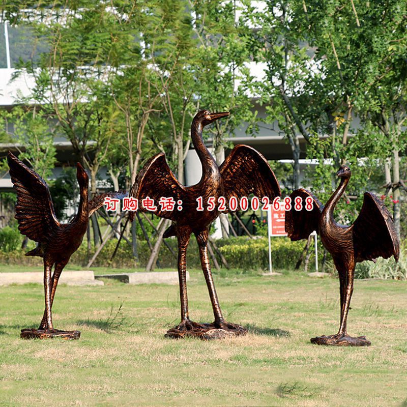 玻璃钢复古仙鹤动物雕塑     公园仿铜动物摆件 (4)