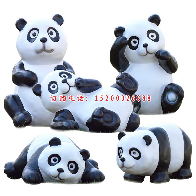熊猫雕塑，玻璃钢卡通动物雕塑 (4)