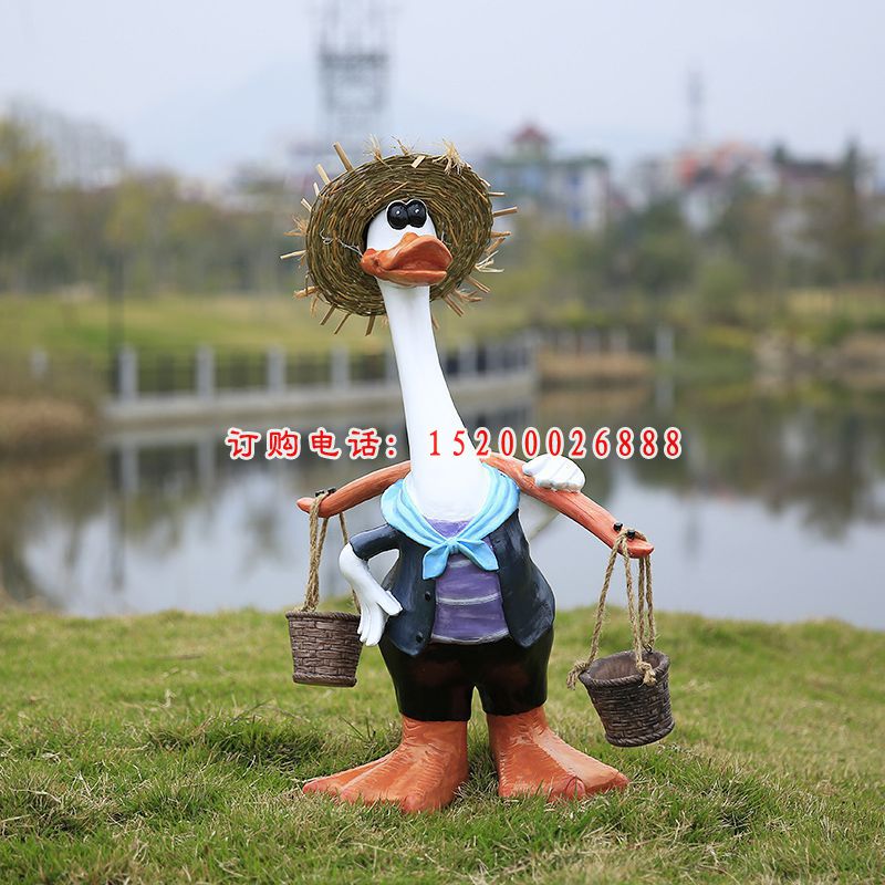 玻璃钢跳水鸭子   公园卡通动物摆件