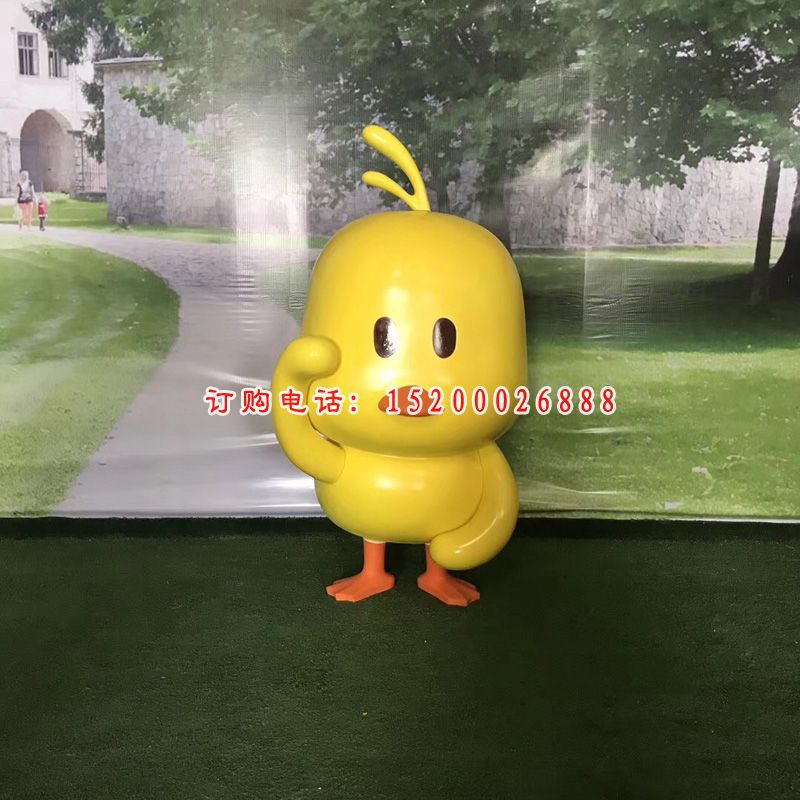 玻璃钢卡通小黄鸭 商场卡通动物雕塑 (2)