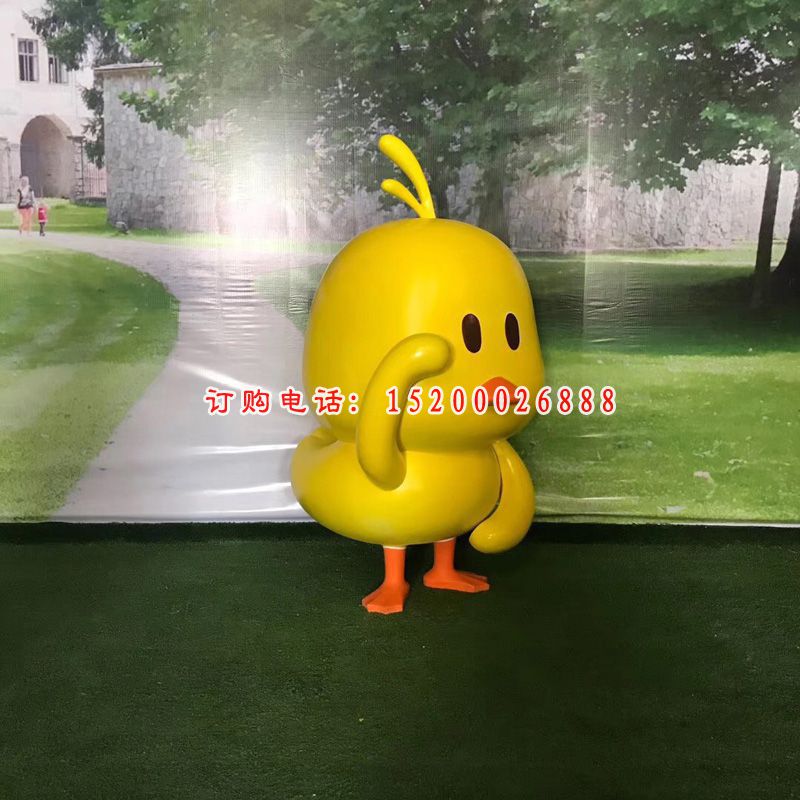玻璃钢卡通小黄鸭 商场卡通动物雕塑 (3)