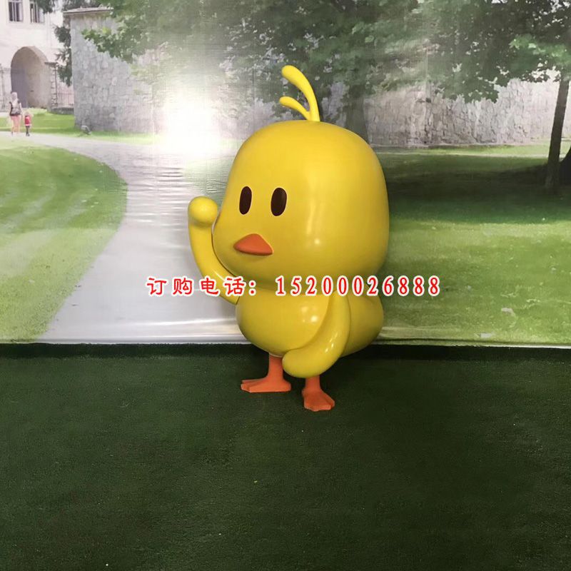 玻璃钢卡通小黄鸭 商场卡通动物雕塑 (4)