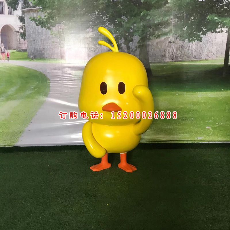 玻璃钢卡通小黄鸭 商场卡通动物雕塑