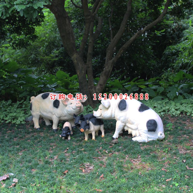 仿真小花猪室外广场景观动物雕塑，玻璃钢仿真动物雕塑