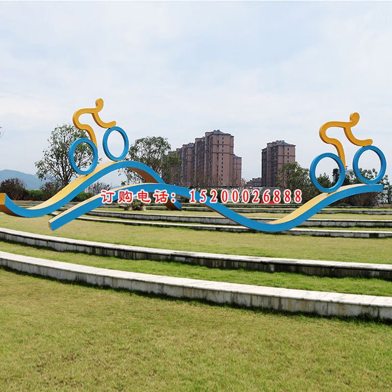 玻璃钢骑自行车玩耍   广场运动人物