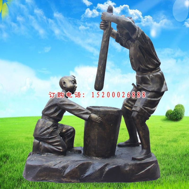 打糍粑雕塑，玻璃钢仿铜雕塑