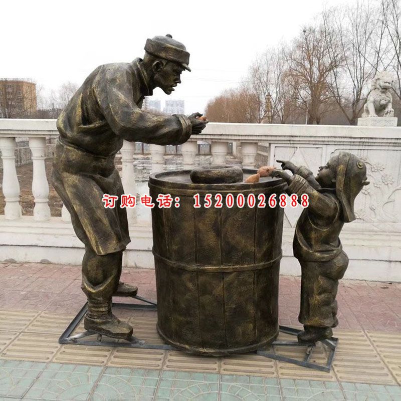 玻璃钢卖烧饼  公园小品人物雕塑
