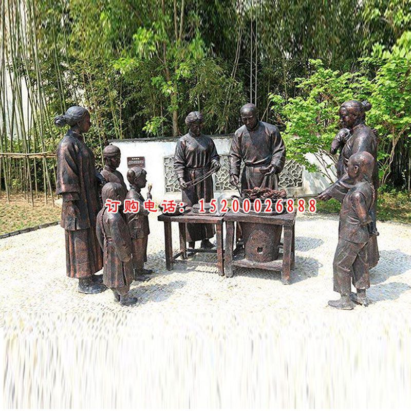 玻璃钢卖油条    公园仿铜人物摆件