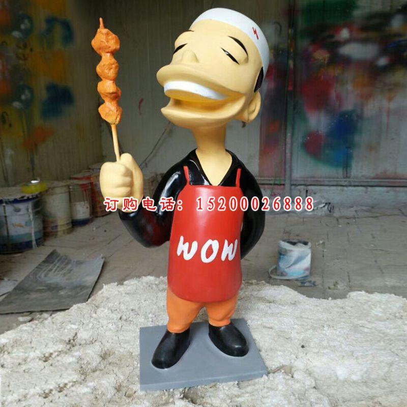 玻璃钢卖炸串   广场卡通摆件