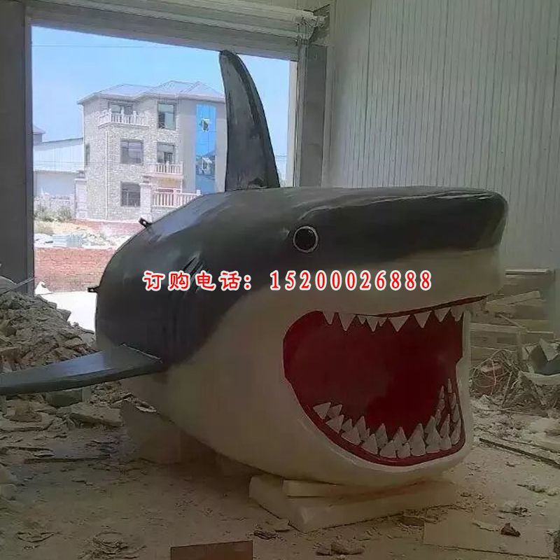 玻璃钢鲨鱼雕塑，玻璃钢动物雕塑