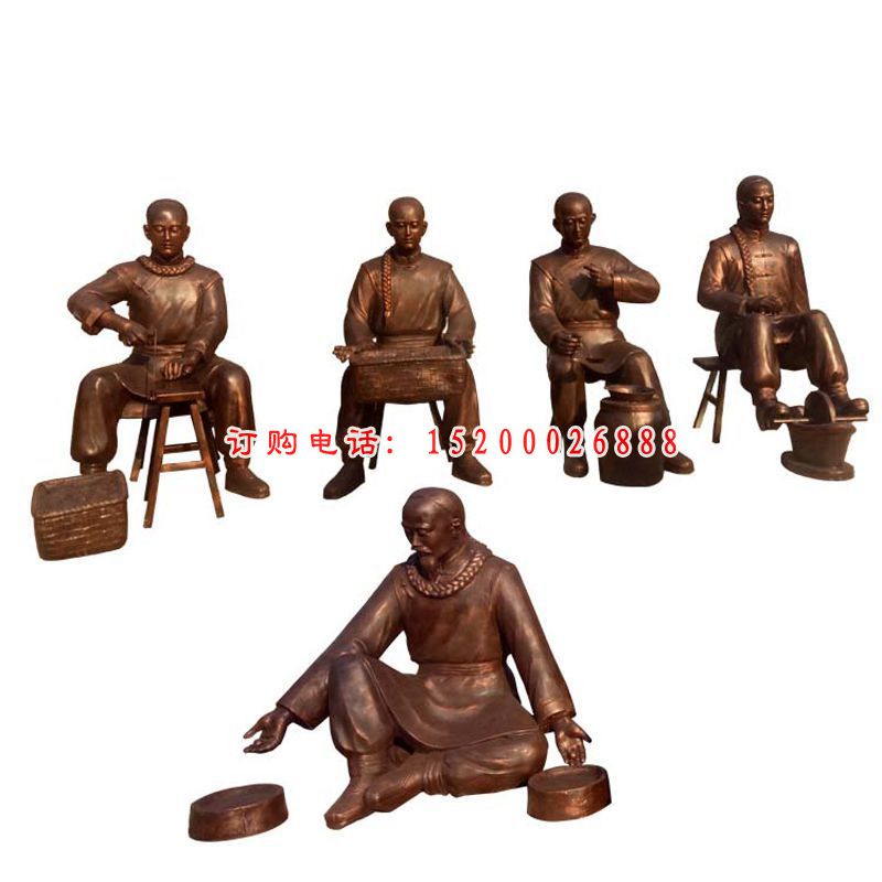 中医药童雕塑玻璃钢仿铜中医文化人物摆件