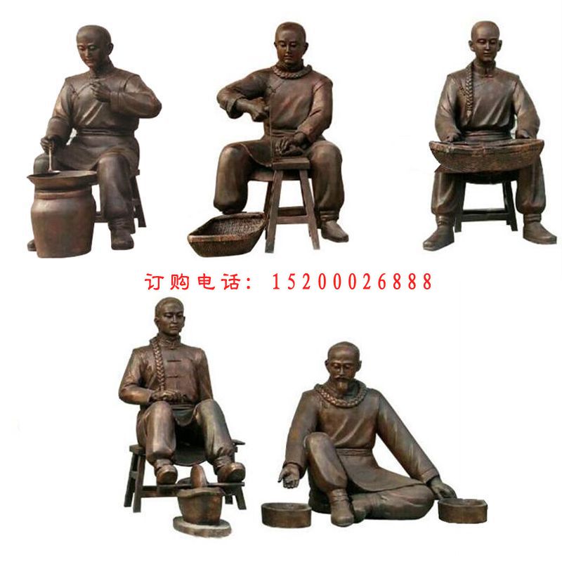 古代药童雕塑玻璃钢仿铜中医文化人物摆件 (6)