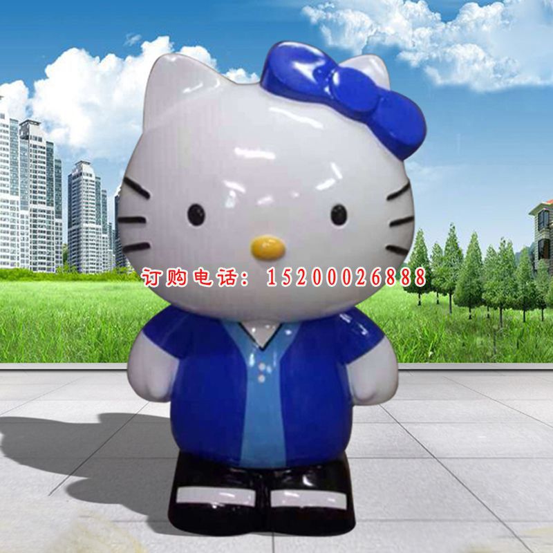 玻璃钢HelloKitty雕塑 游乐场卡通小猫雕塑