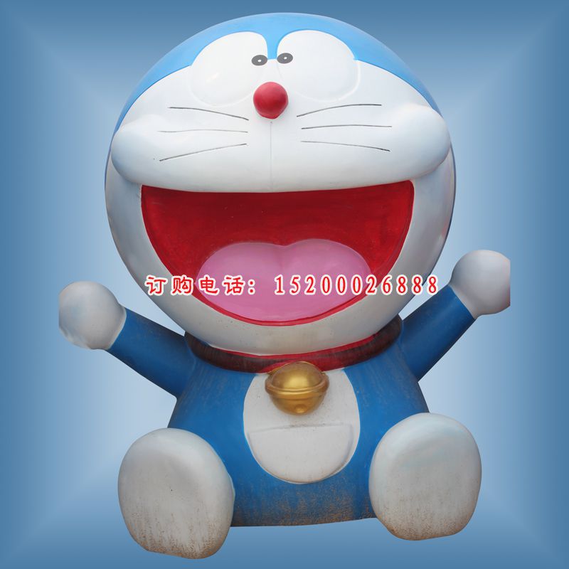 玻璃钢机器猫雕塑，玻璃钢卡通雕塑 (1)