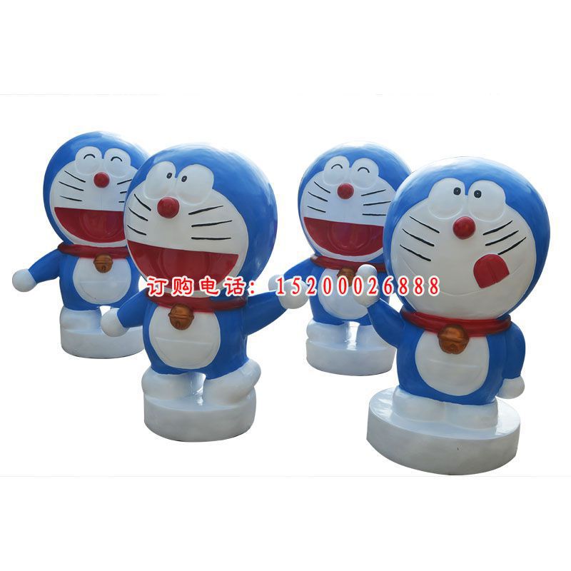 玻璃钢卡通机器猫雕塑，公园景观雕塑