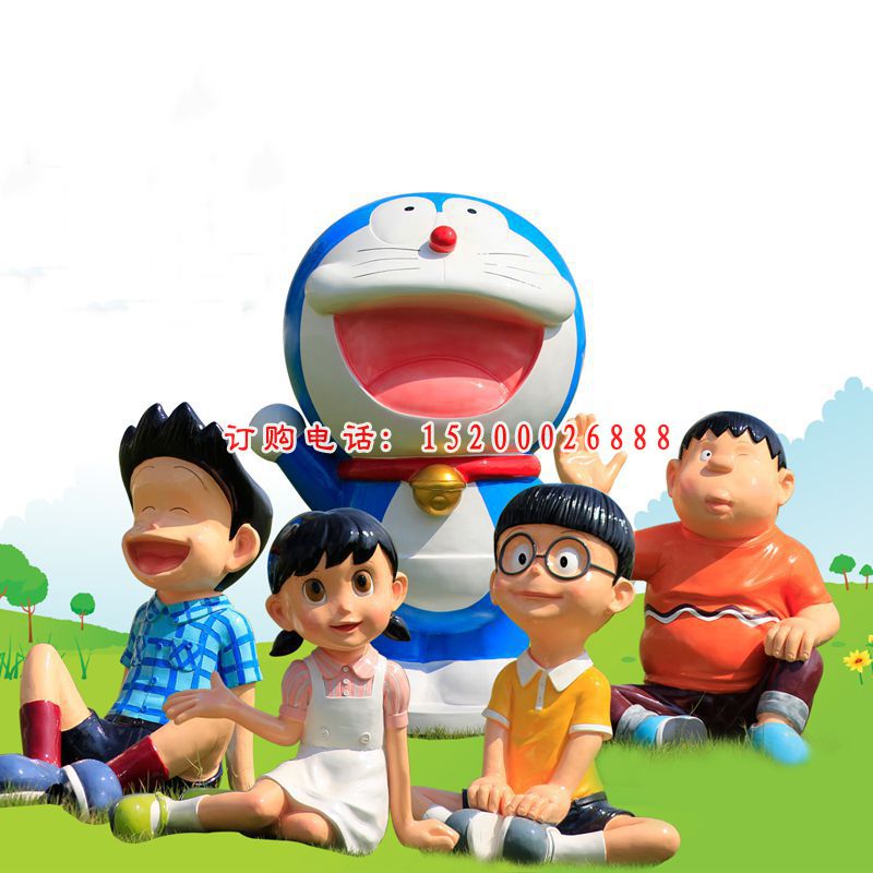 玻璃钢大嘴叮当猫    公园卡通雕塑 (2)