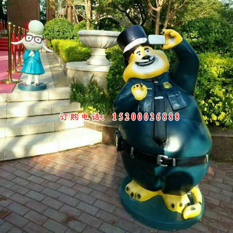 玻璃钢疯狂动物城，卡通动物雕塑，公园景观雕塑