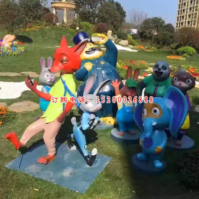 游乐场景观摆件，玻璃钢疯狂动物城雕塑 (2)
