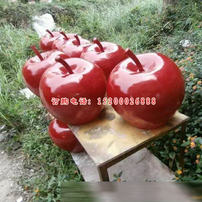 红苹果雕塑，玻璃钢水果雕塑