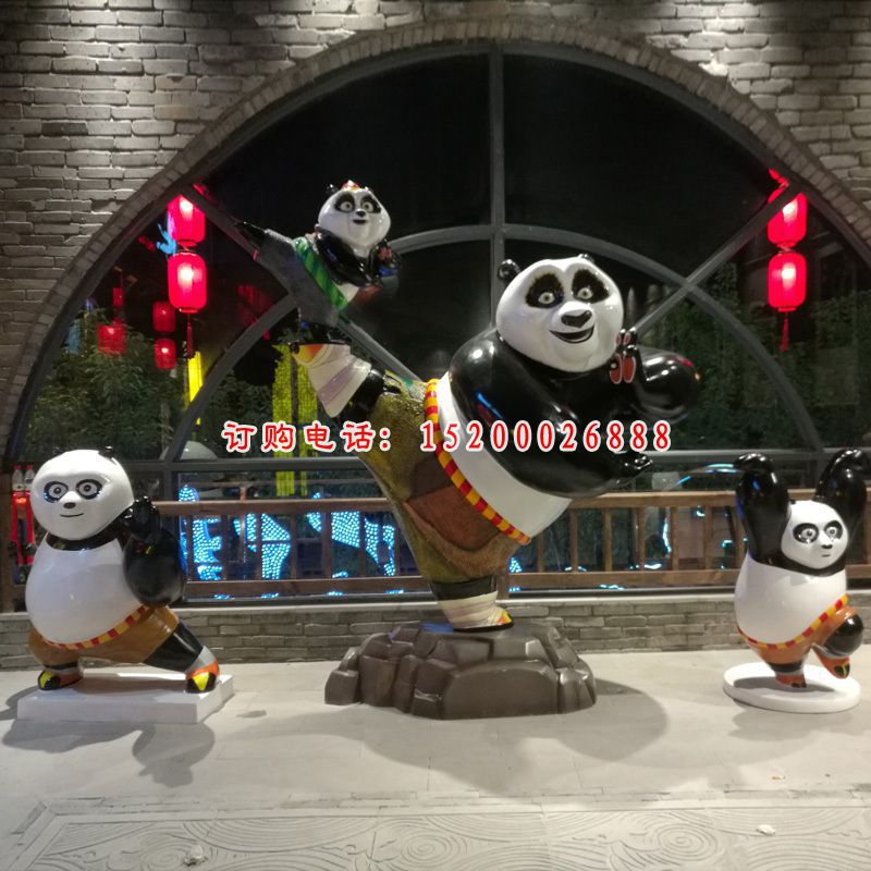 练武功的功夫熊猫雕塑 玻璃钢卡通电影人物 (3)