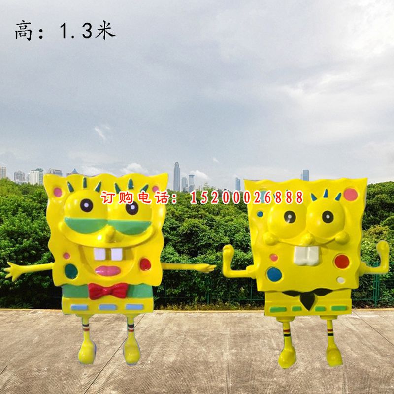 商场景观雕塑，玻璃钢卡通海绵宝宝