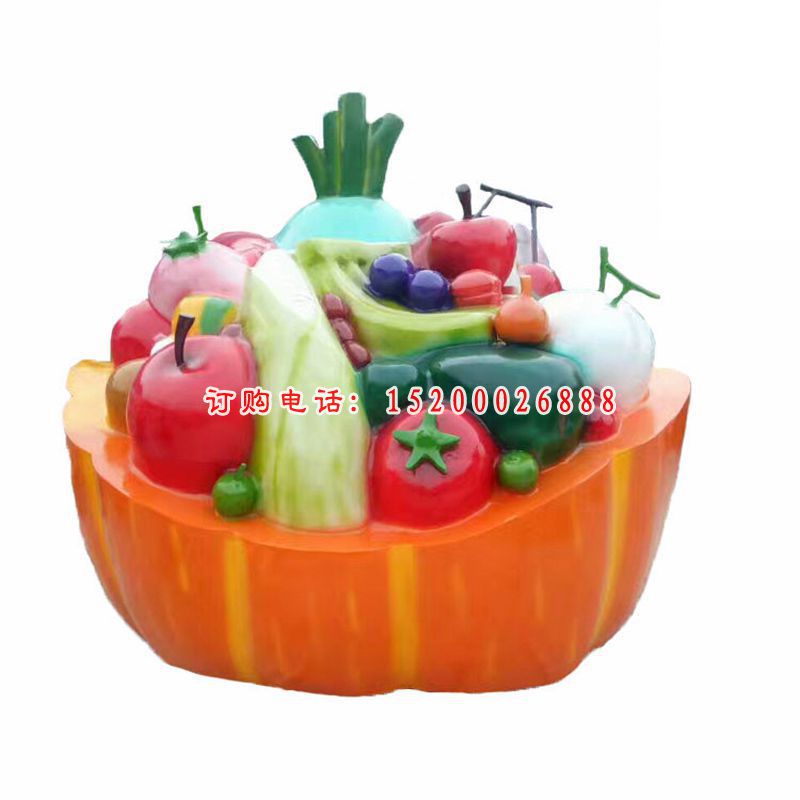 玻璃钢仿真蔬菜水果雕塑，公园景观摆件